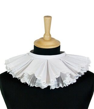 Col noir luxueux brodé blanc