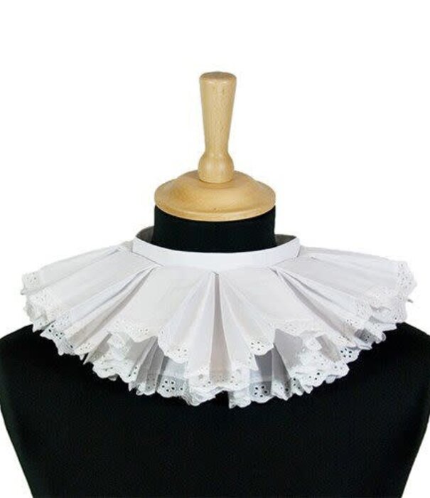 Col noir luxueux brodé blanc