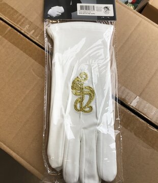 Gants brodés représentant saint et père Noël
