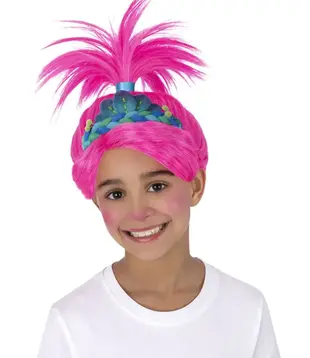 Trolls wig rose with ponytail