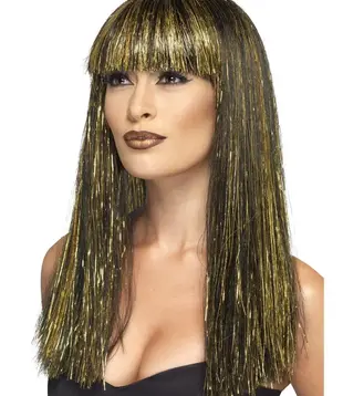 Wig long hair; black & gold