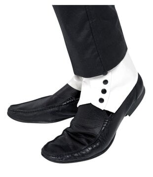 gaiters white with black buttons