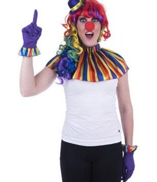 Ensemble de clown (gants, chapeau, col, nez)