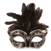 Venetiaans masker pluimen zwart