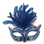 Venetiaans masker pluimen blauw