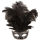 maske Venetiaans Pluimen zilver /zwart