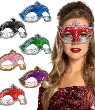 Venetian colored glitter mask