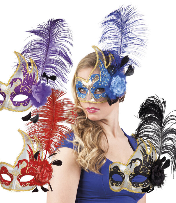 boland oogmasker met pluimen