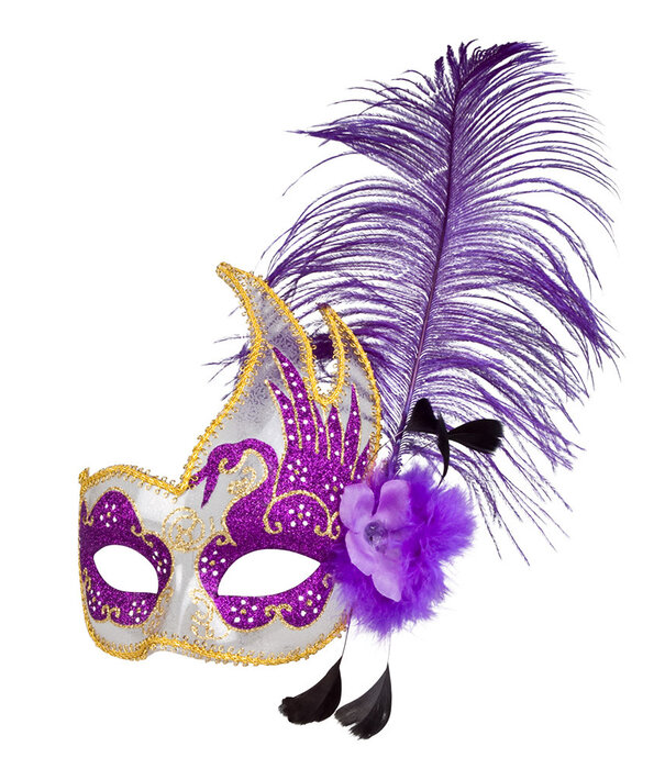 boland oogmasker met pluimen