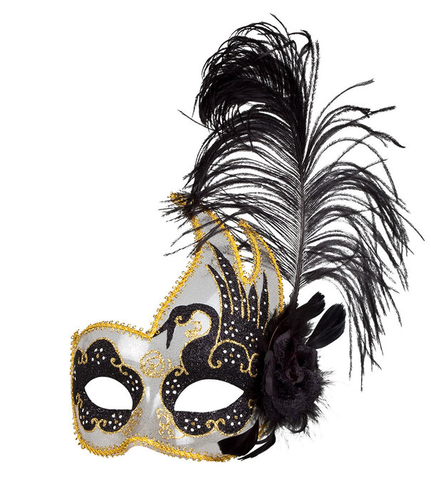 boland oogmasker met pluimen