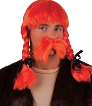Obelix wig with orange mustache