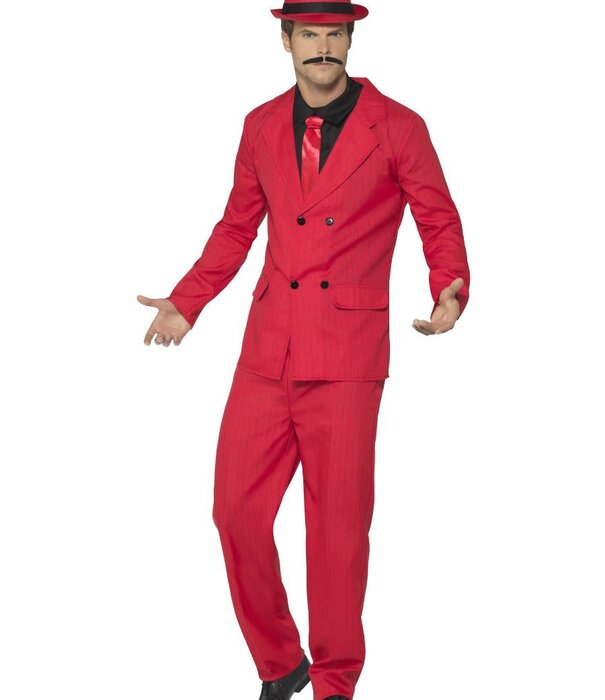 Costume de mafieux rouge + chapeau