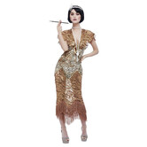 Costume de luxe de flapper à paillettes dorées des années 1920