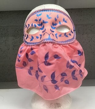 Masker ovaal gesluierd Roos blauwe blaadjes