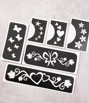 Temporary tattoo stencil set/ sjablonen glitter tattoos FESTIVAL 1