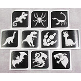 Temporary tattoo stencil set/ stencils glitter tattoos Set Dino