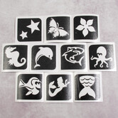 Temporary tattoo stencil set/ sjablonen glitter tattoos  Aqua