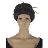 Chinese wig with sticks black