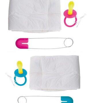 babyset pamper, tutter, speld blauw