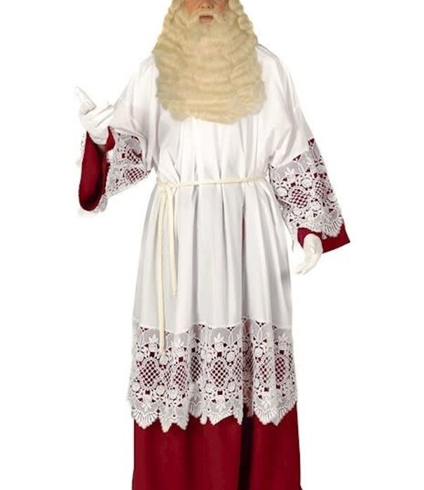 Luxe Habijt Sint wit/rood  /onderkleed (onesize)