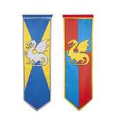 Bannière de chevalier et de dragon (1 pièce rouge/bleue OU bleue/jaune)