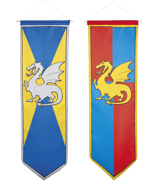 Banner ridder en draak (1stuk rood/blauw OF blauw/geel)