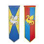 Banner ridder en draak (1stuk rood/blauw OF blauw/geel)