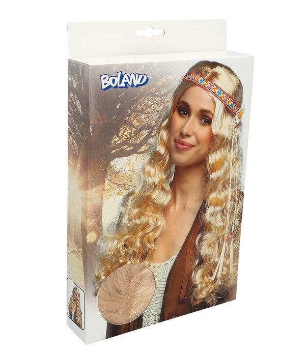 Pruik Hippie met hoofdband blond