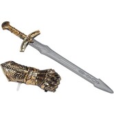 medieval weapon set: sword with gauntlet bronze child