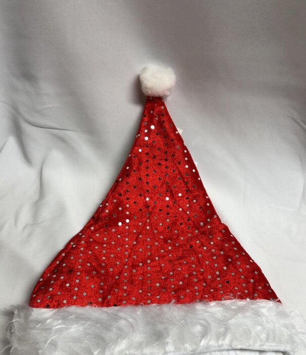 Kerstmuts glitter rood