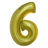 Ballon en aluminium 40" numéro 6 or holographique