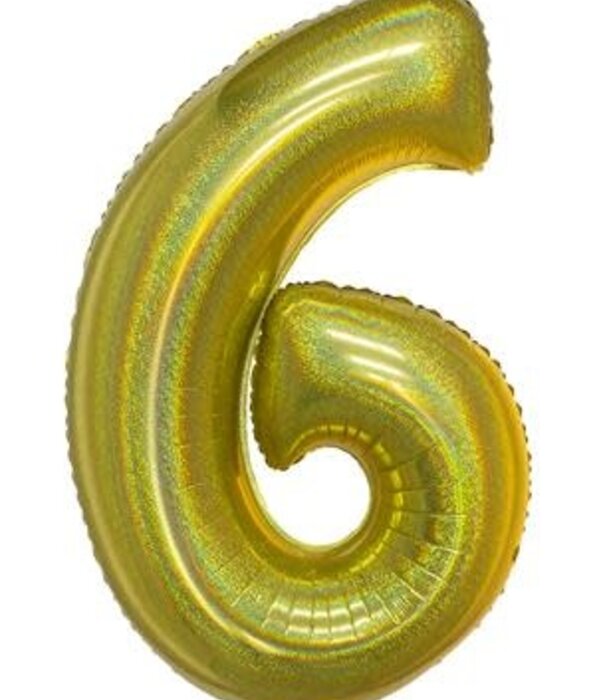 Ballon en aluminium 40" numéro 6 or holographique