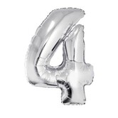FOIL BALLOON 32" NUMBER 4 SILVER