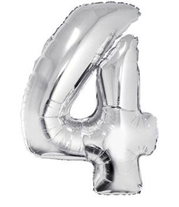 Ballon en aluminium 32" chiffre 4 argent