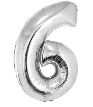 Ballon en aluminium 32" chiffre 6 argent