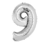 Ballon en aluminium 32" numéro 9 argent