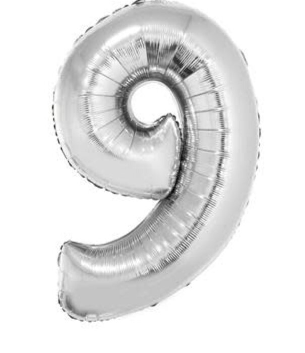FOIL BALLOON 32" NUMBER 9 SILVER