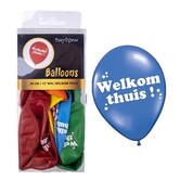 12 ballons multicolores « Bienvenue à la maison »