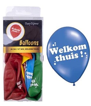 12 ballons multicolores « Bienvenue à la maison »