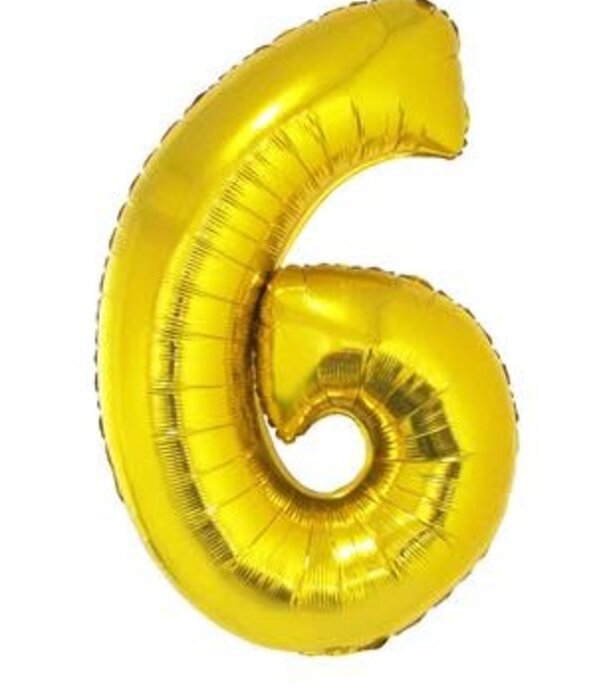 Ballon en aluminium 40" chiffre 6 doré
