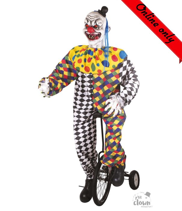 Bewegende clown op eenwieler - 1m75 - online only