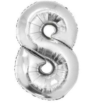 Ballon en aluminium 81 cm (32 pouces) chiffre 8 argent