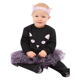 Babypakje halloween zwarte poes met hoofdband