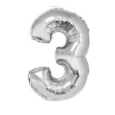 Ballon en aluminium 32" chiffre 3 argent