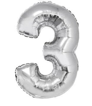 FOLIEBALLON 32" CIJFER 3 ZILVER