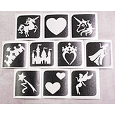 Kit de pochoirs/modèles de tatouages ​​temporaires à paillettes Princesse