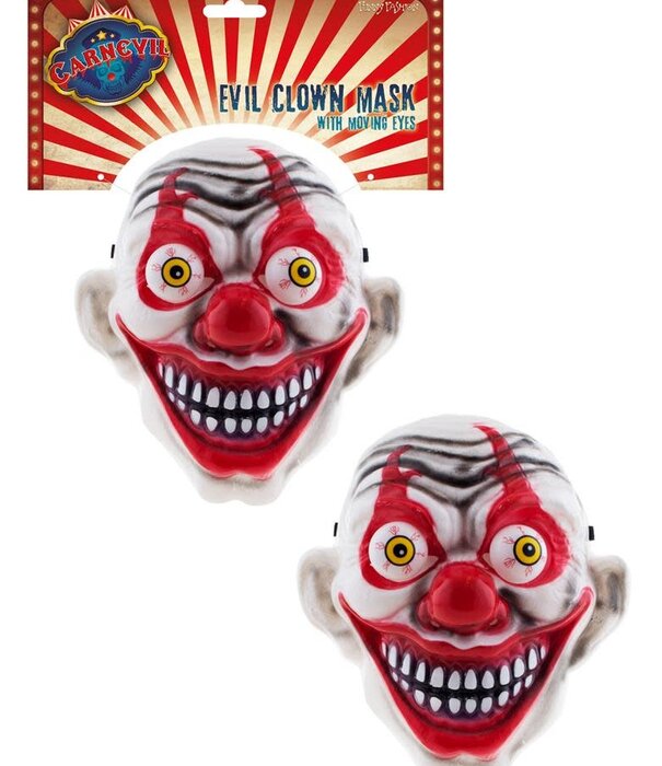 Masque de clown en plastique aux yeux mobiles