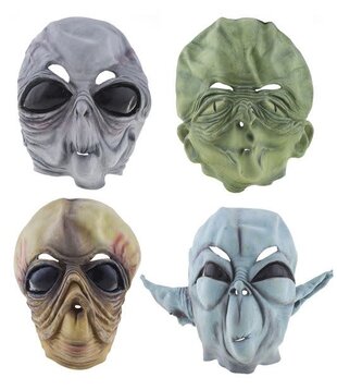 Alien masker rubber ass. 1 willekeurig stuk
