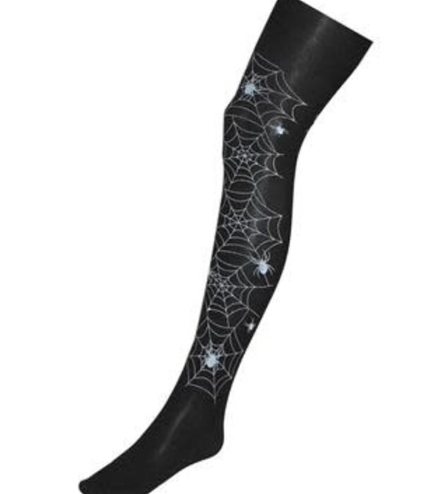 Panty zwart met spinnenweb