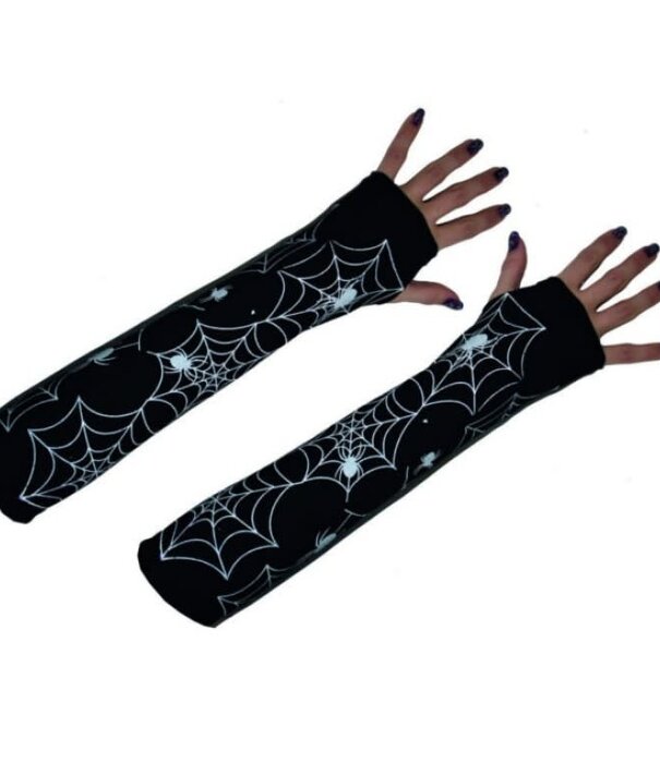 fingerless gloves spider web